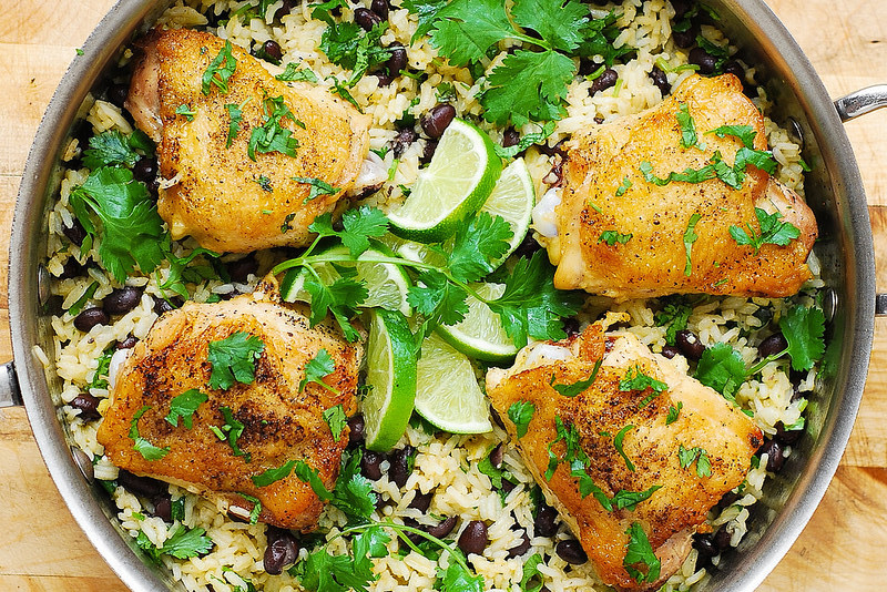 OnePot Chicken Thighs with CilantroLime Black Bean Rice Original